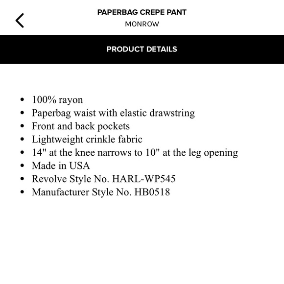 Monrow paperbag crepe pant XS - Picture 11 of 12
